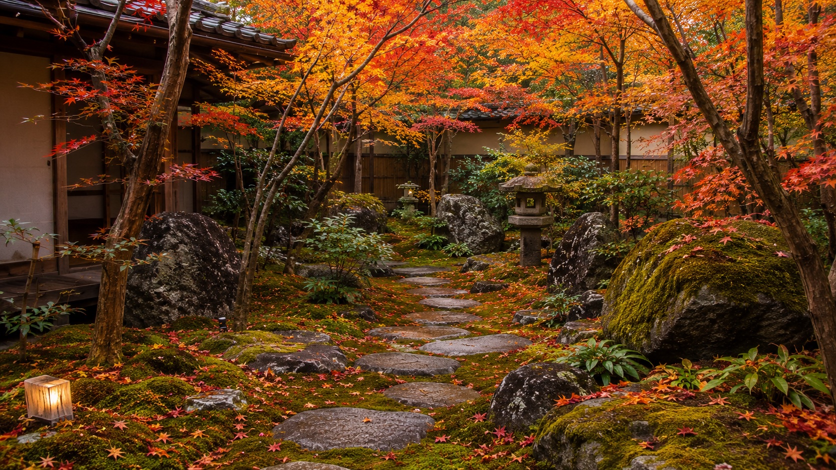 紅葉の庭づくり・季節の植栽（サンプル・AI生成）